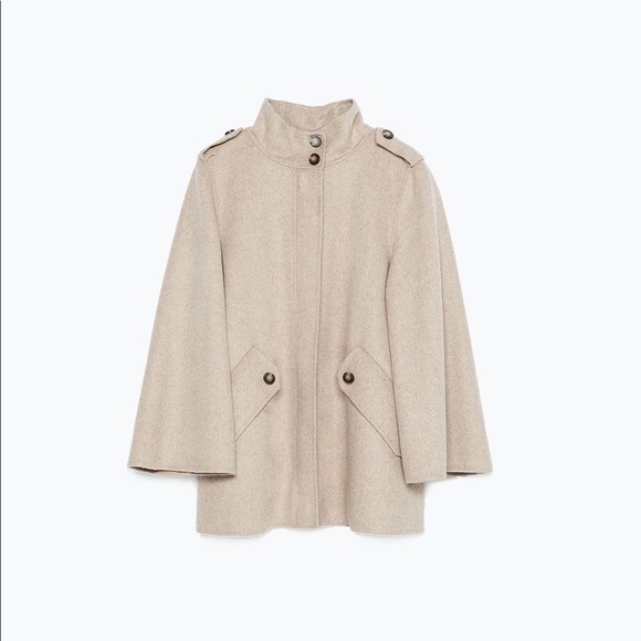 Zara Jackets & Blazers - Zara Wool Blend Cape Sleeve Coat